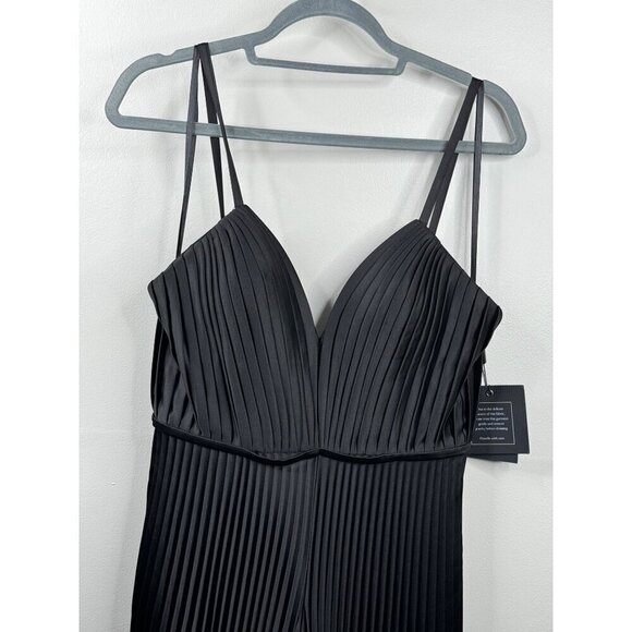 Mac Duggal 26319 Black Pleated Jumpsuit Wide Leg Size 4 NWT - Picture 4 of 5